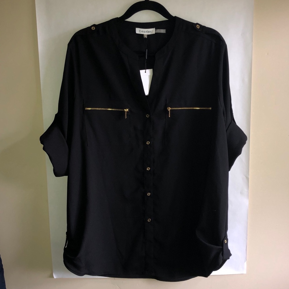 NWT Calvin Klein women’s black blouse